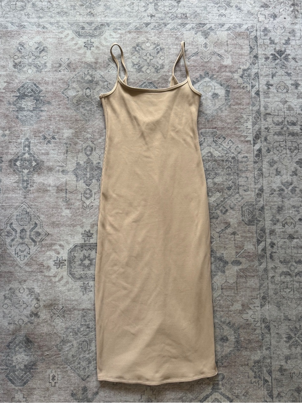 Abercrombie & Fitch Neutral Beige Slip Midi Dress